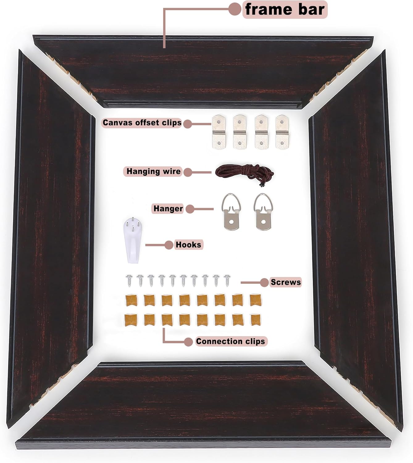 DIY Wood Plein Air Frame for Canvas 12x16, 3.1" Wide Antique Canvas Floater Frames, Vintage Canvas Floating Frame, Ornate Picture Frames (12"x16", Black Walnut)