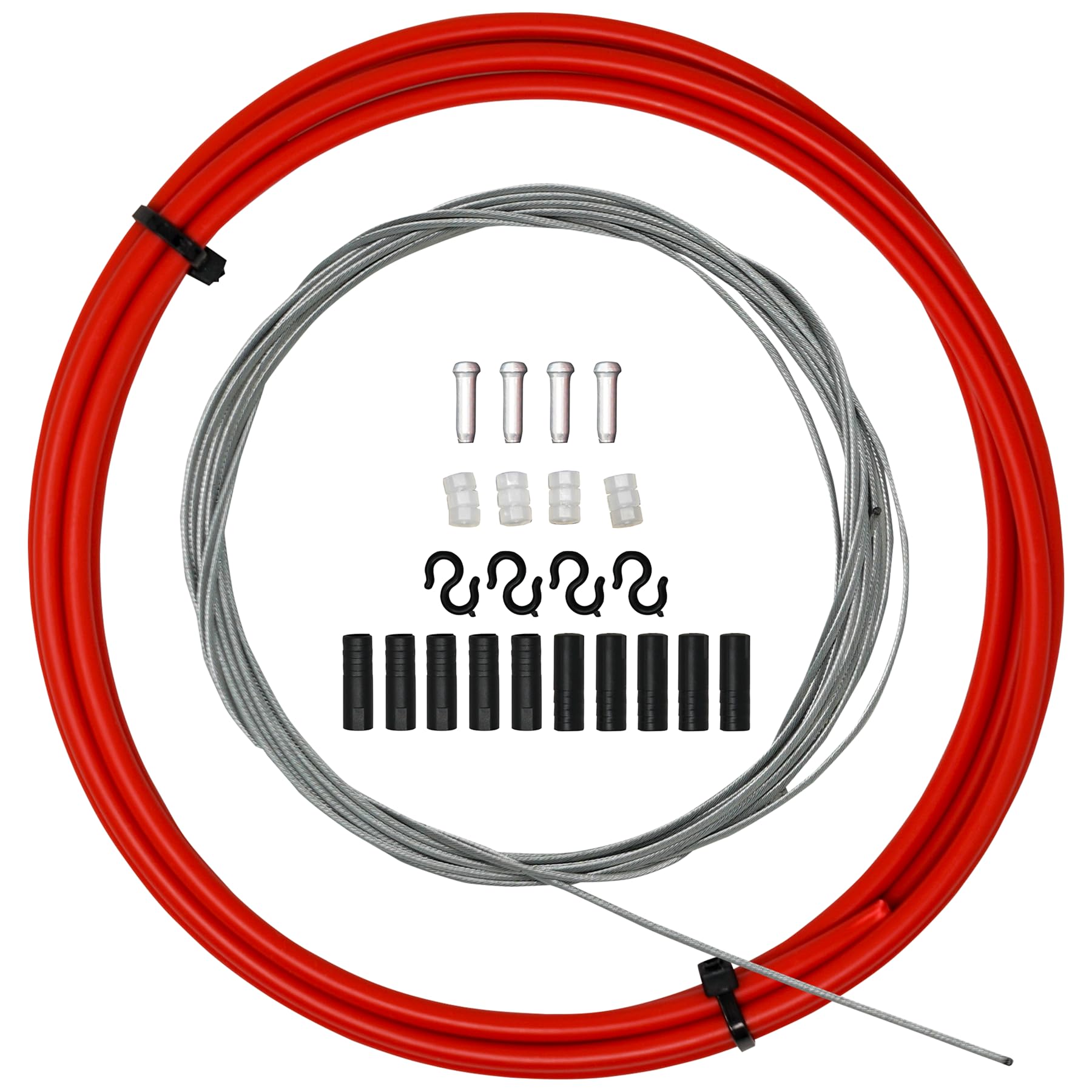 Laxzo ® Bike Brake Gear Shifter Cable Kit, Front & Rear Universal Bicycle Change Cable Bike Shift Cable and Transmission Cable for Mountain Road Bike Repair, Red — image 1