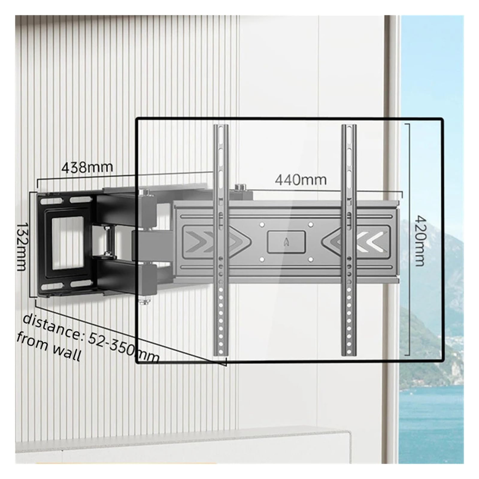 Inclinazione ， Adatto A 26-60 Pollici Curvo Piatto, VESA 400x400mm, Staffa for Montaggio A Parete for TV A Movimento Completo, | Braccio estensibile articolato, girevole,