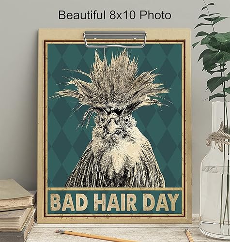 Miniatura 4 de Bad Hair Day - Funny Bathroom Decor - Rooster Print - Bathroom Wall Decor - Restroom Wall Art - Bath- Washroom Decorations - Restroom Sign - Guest
