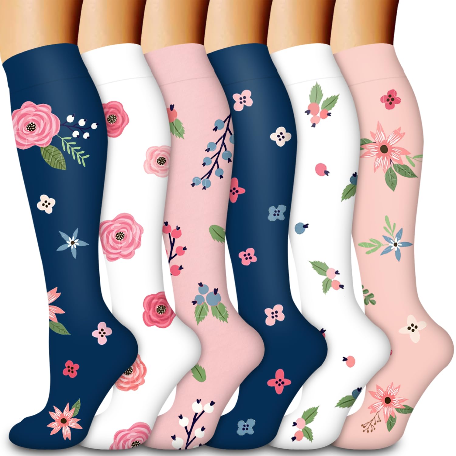 Laite Hebe Compression Socks for Women & Men Circulation(6 pairs)-Graduated Supports Socks for Running, Athletic Sports