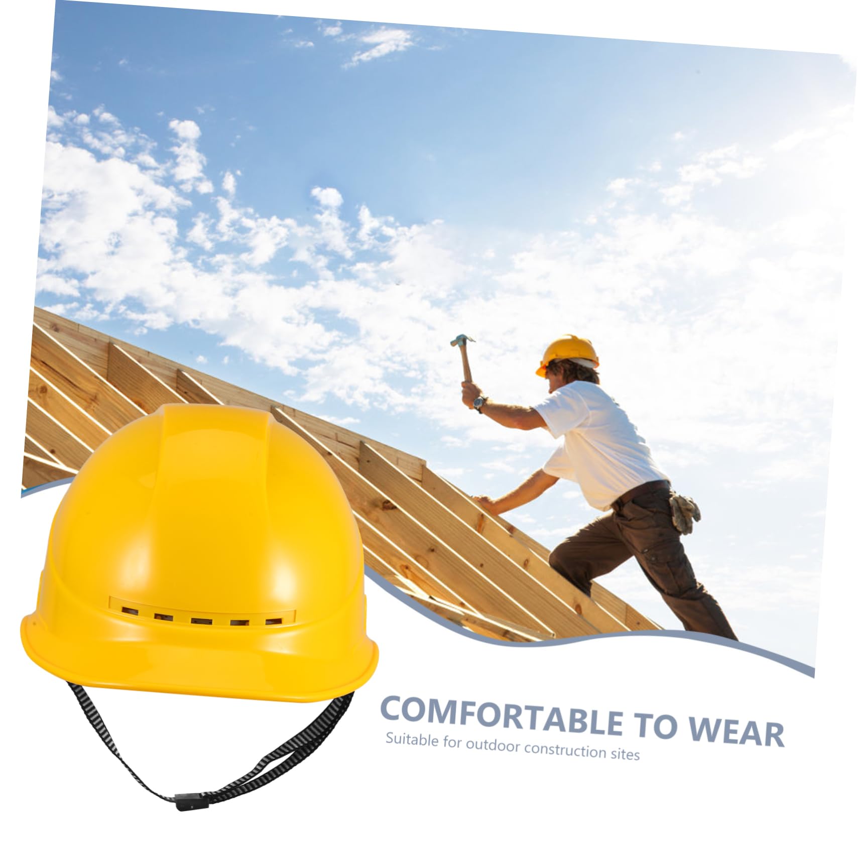 UKCOCO Casco de construcción Sombrero Duro respiradero enfriamiento ventilado Cascos de Seguridad para Hombres Casco de Seguridad Tapa de Seguridad Gorras antigolpes AbS Amarillo