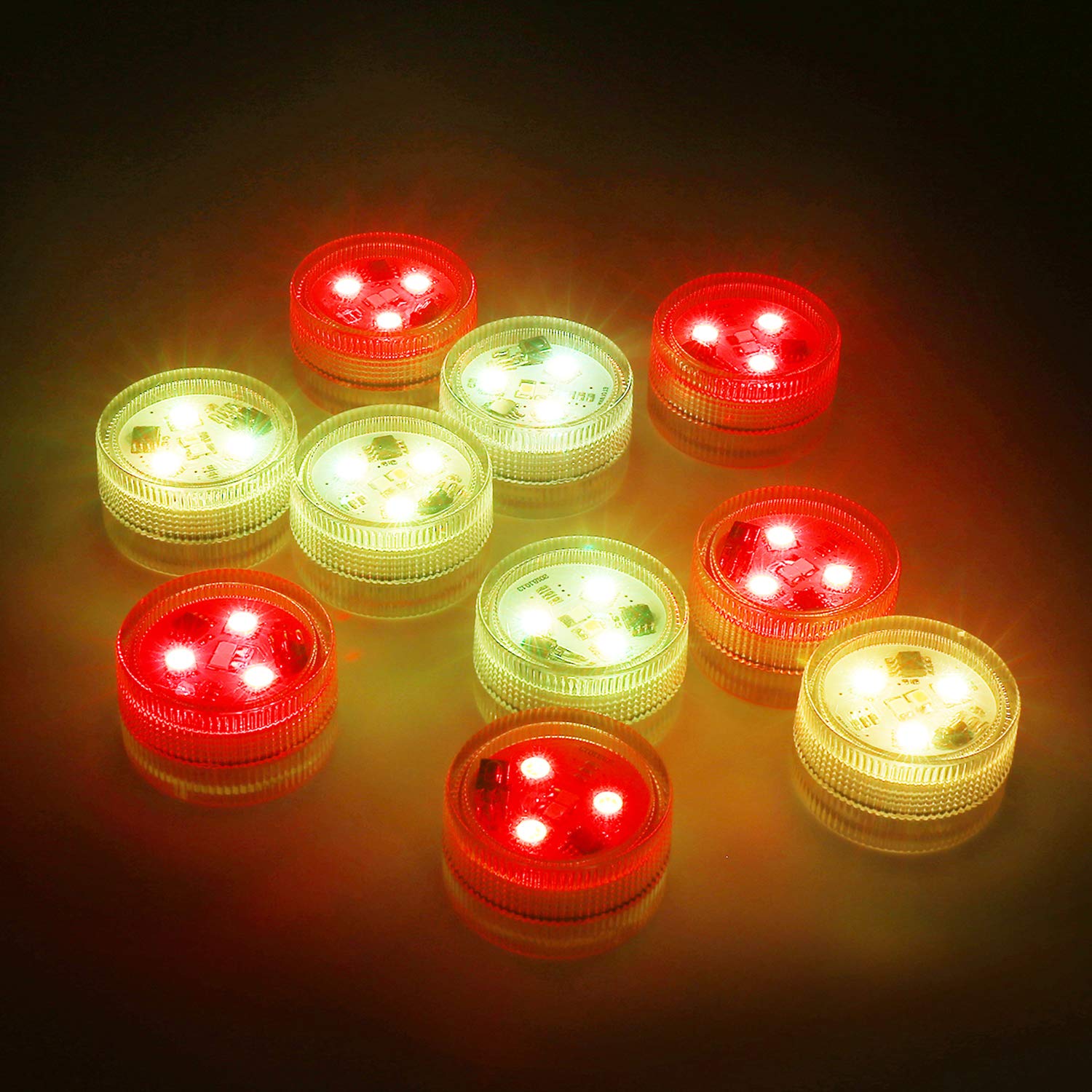 10 Pcs Luces Sumergibles LED RGB, Subacuáticas Impermeable SMD 3528 Con Control Remoto IR Para Vaso, Tazones, Piscina, Acuario y Decoración de Fiesta