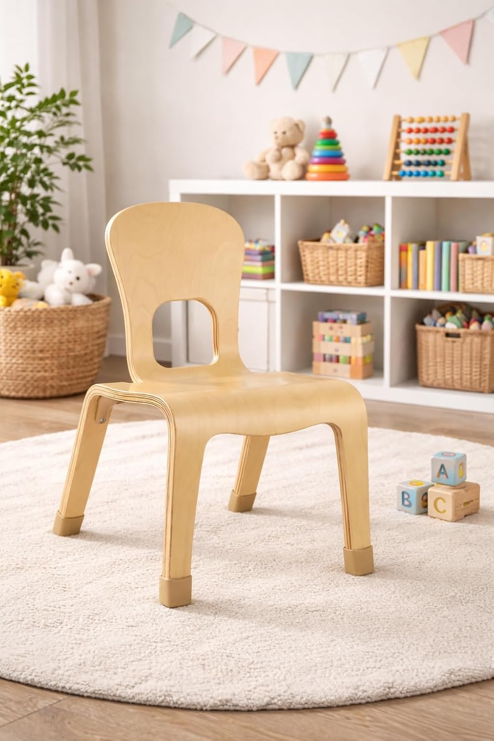 2xhome Kids Size Real Wood 10" or 12" Seat Height Side Accent Stackable Wood Chair Rubber Floor Protectors (10" Seat Height), Single, Set of 1