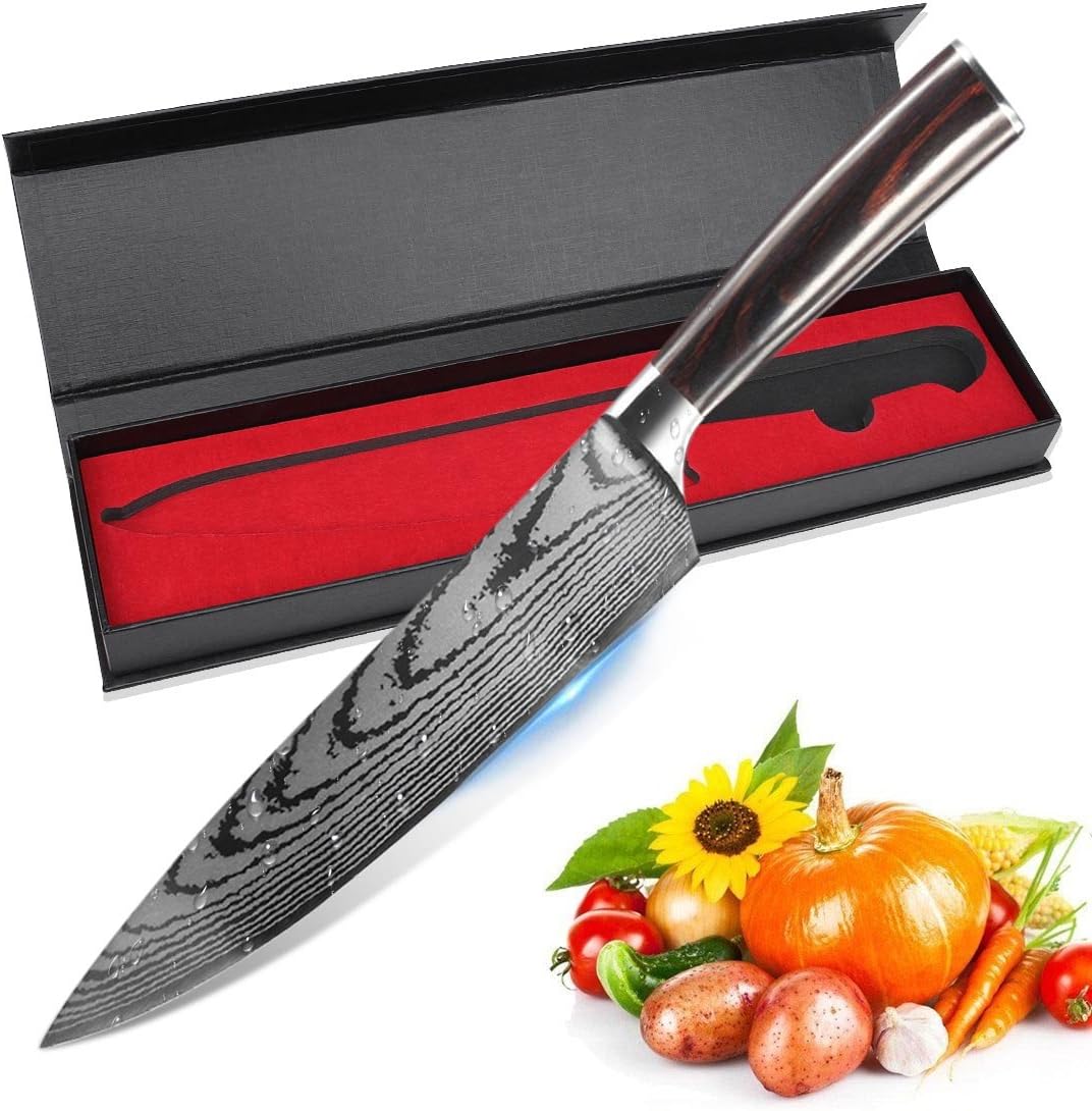 Chef Knife, AUGYMER 8 Inch Professional Chefs Knife Japanese High Carbon Stainless Steel Kitchen Sharp Chef Knife with Gift Box