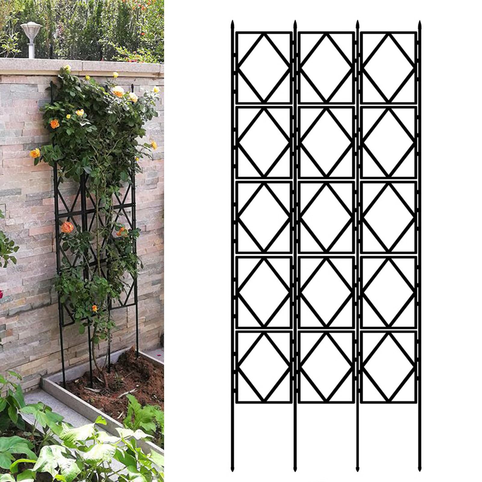 Treillis de jardin pliable pour plantes grimpantes - 60 cm x 150 cm - Cadre de support extérieur pour vignes, fleurs, roses, légumes et concombres - Support robuste pour plantes grimpantes - Idéal