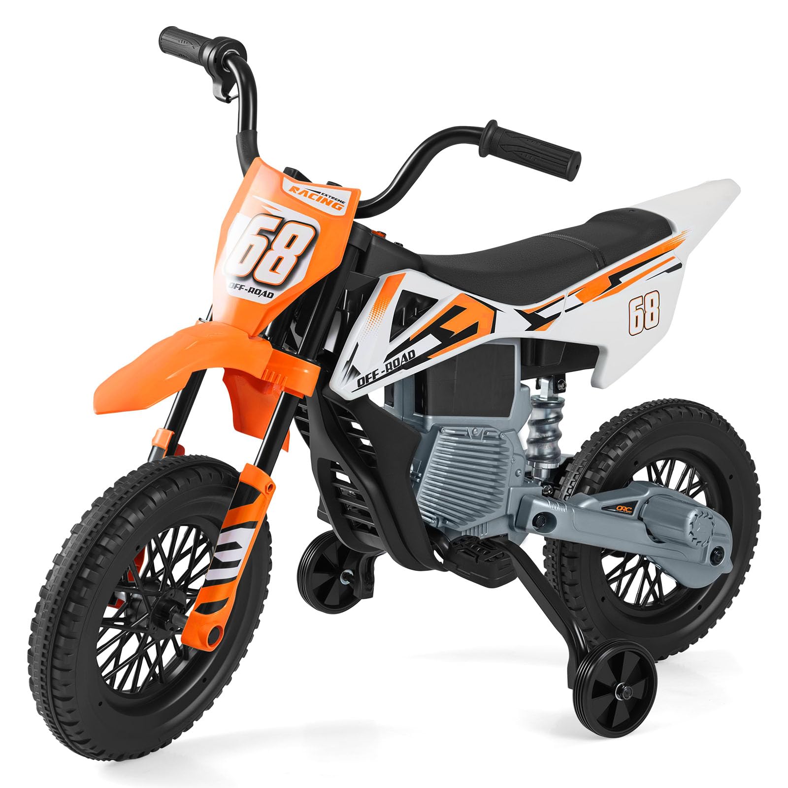 GIANTEX Moto Électrique pour Enfants 3-8 Ans avec 2 Roues d'Entraînemen,Phare,12V avec Musique