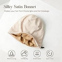 Vista 2 de 2 gorros de seda ajustables para dormir, gorro de dormir con forro de satén para mujeres y hombres, gorro de seda para el cabello holgado.