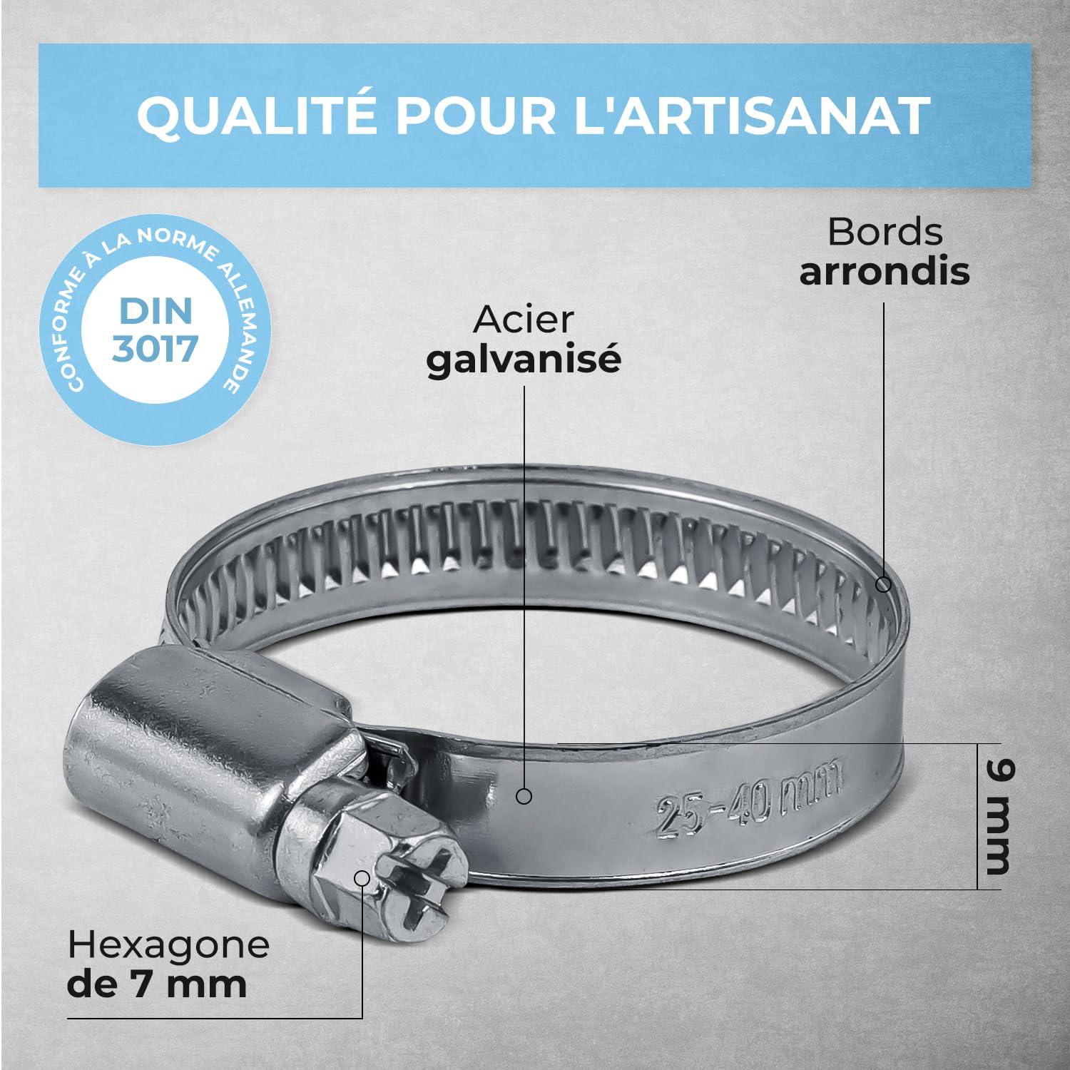 GRAFT support mural de colliers de serrage | 227 pc | Support et tournevis | Colliers de serrage tuyaux | Serrage tuyaux réglable | Colliers de serrage de tuyau | Organizer Rack