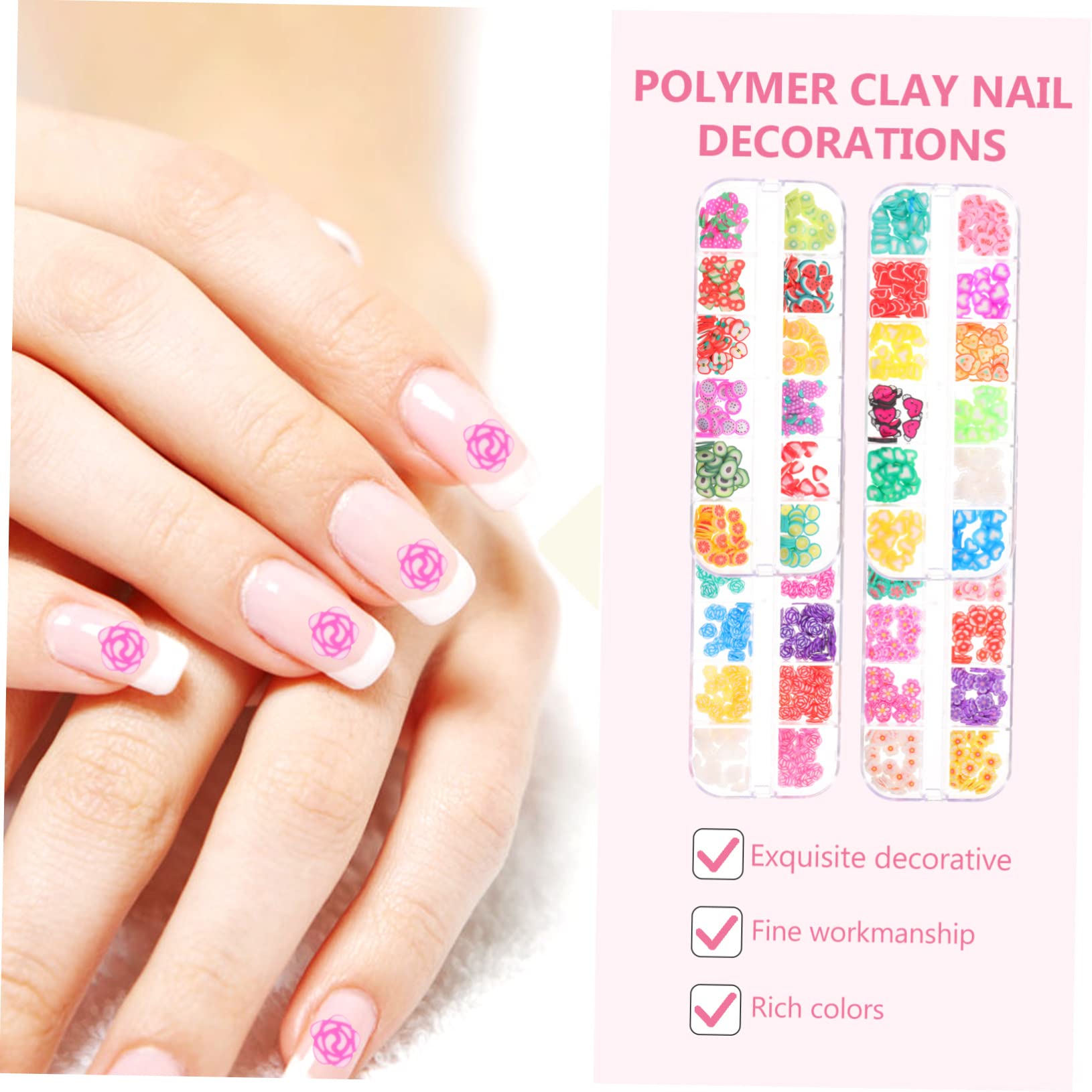Healeved 4 Pieces Manicure Decorative Patches Slices for Nail Art Easy to Apply