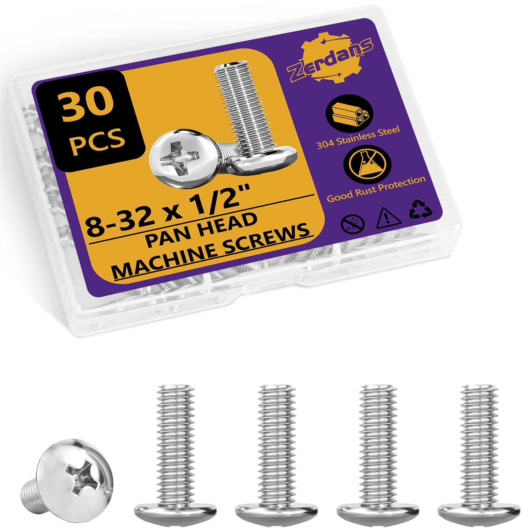 70pcs #6-32 Stainless Steel Machine Screws -28