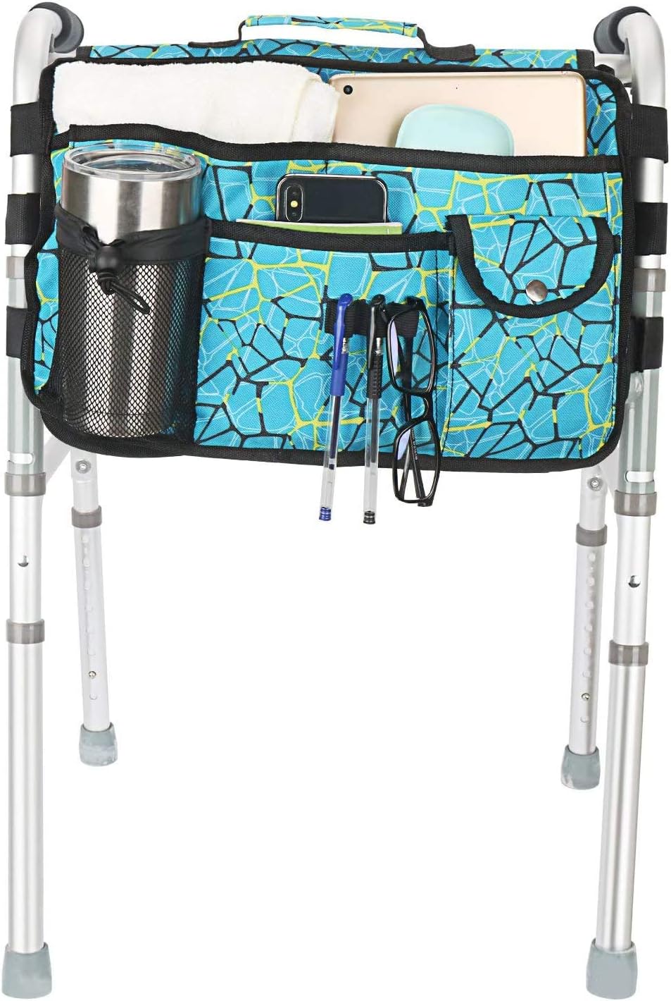 Double Sided Walker Bag, Walker Organizer Pouch Tote for Rollator and Folding Walker (Plaidblue) : Health & Household