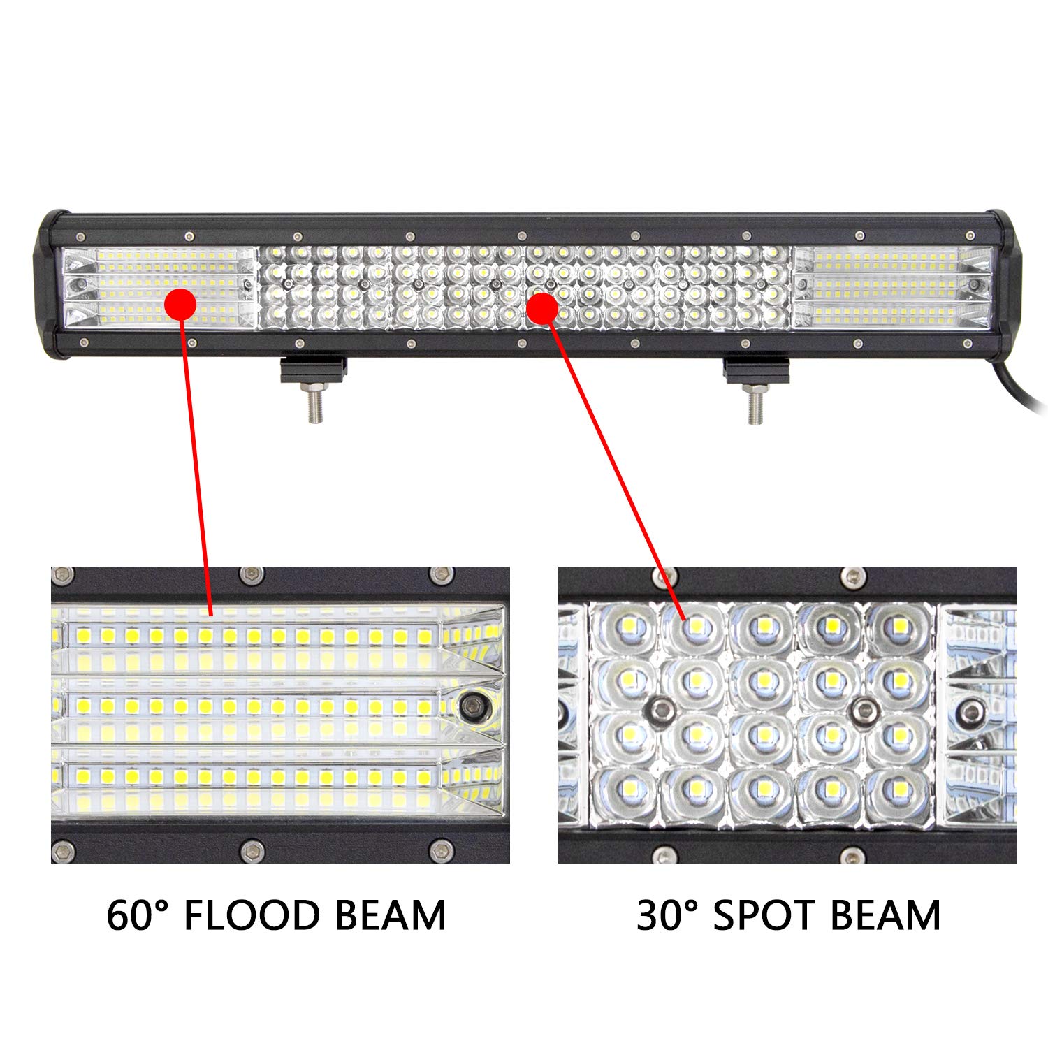 Barra LED 20 Pollici 126W Per Veicoli - Spot/Flood Combo, IP67, Per Camion, SUV, ATV, Con Staffa E Cablaggio - Foto 3
