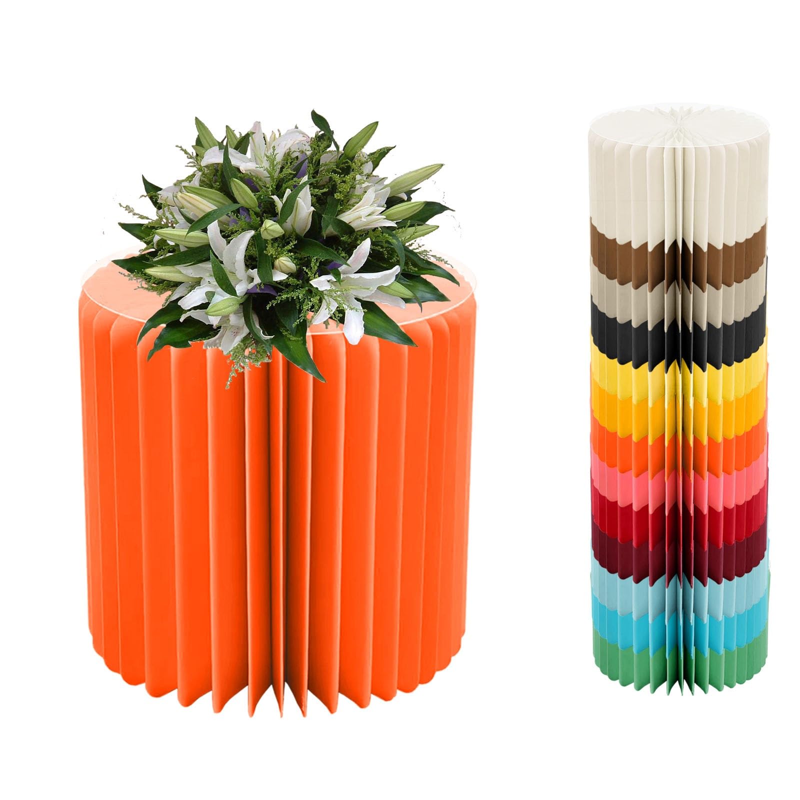 YTBHSHXZ plinth， Foldable Cardboard Cylinder Pedestal Cake Stand Multicolor 20-100cm(Orange,H 40cm/15.7in)