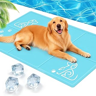 JONRRYIN Kühlmatte Hund Selbstkühlend, 70 * 120cm Kühldecke Hunde, Hundekühlmatte Gel, Cooling Mat Dog, Kühlmatte für Große & Mittelgroße Hunde, Haustiere, Sommer, Drinnen, Draußen & Auto (L)