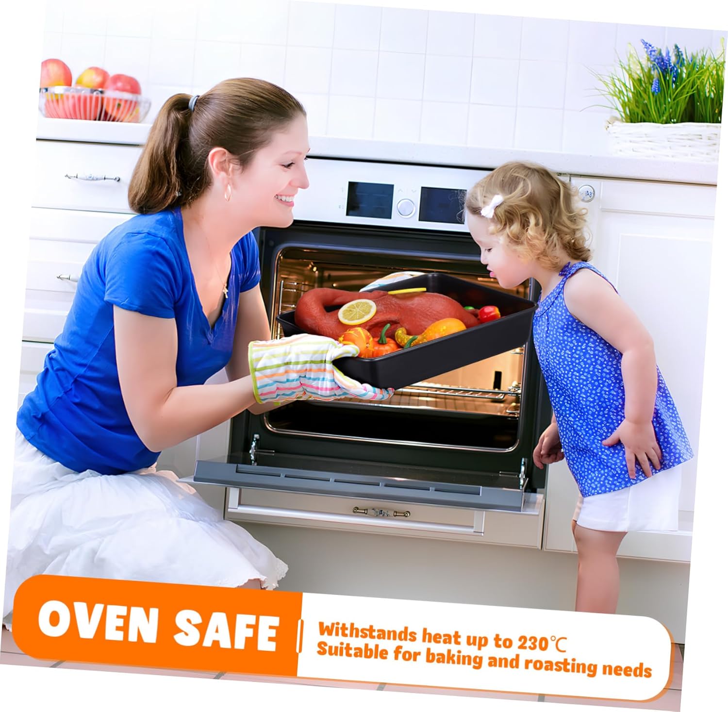 2pcs Stainless Steel Baking Trays Non-stick Oven for Toaster Oven Heavy Duty Easy to Clean Multi-purpose Baking Pans for Bread Cookies and Grilling