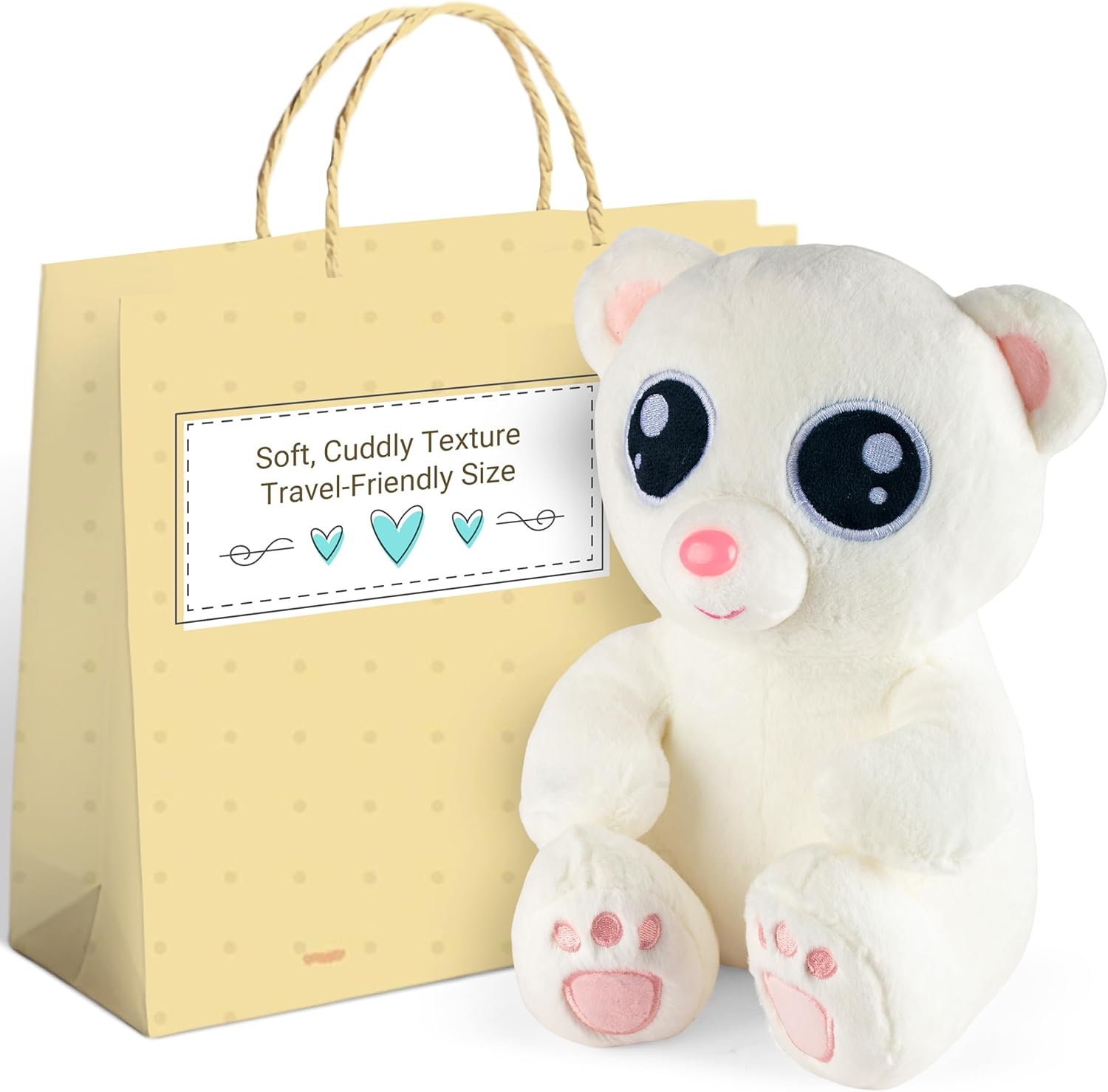 Plush White Teddy Bear - Stuffed Animal - 12 inches - Image 2