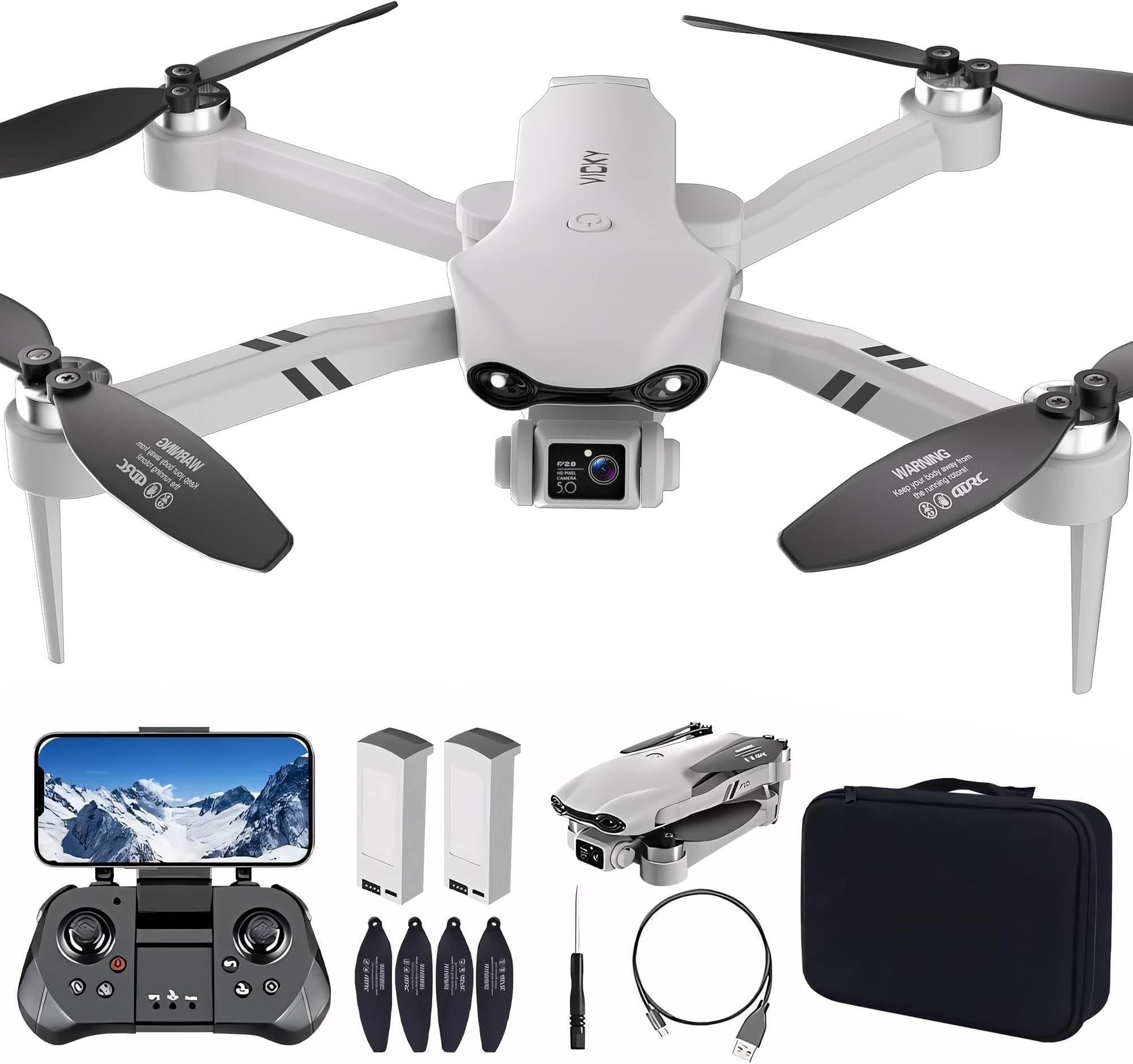 Drone with Camera for Adults, 4K UHD GPS RC Drone Brushless Motor, Smart FPV Foldable Quadcopter for Beginners, 5G WIFI Transmission, Auto Return, Follow Me, Waypoints, Altitude Hold, 30 Mins Flight Time,for Boys Girls