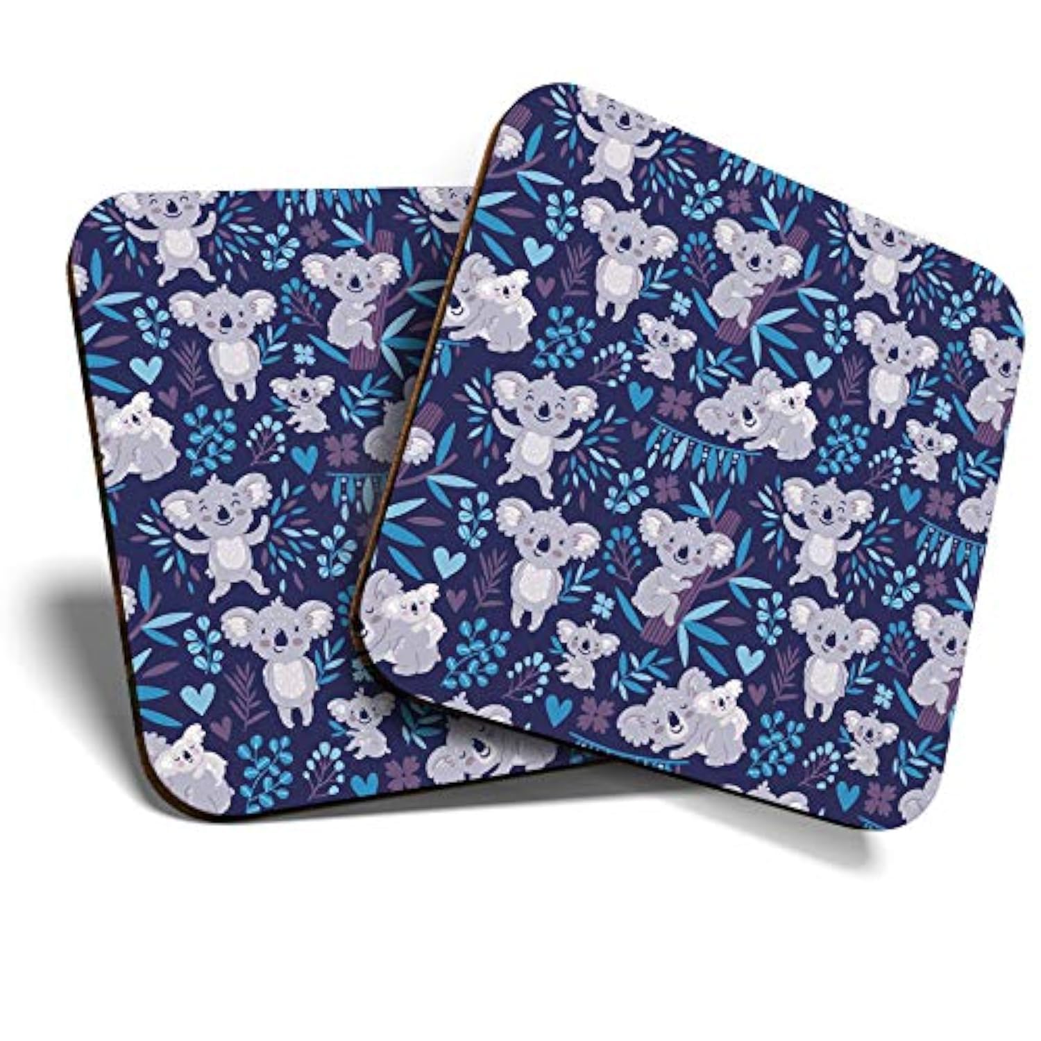 Destination Vinyl Ltd Multicolor 2 X Mdf Glossy Top Coasters Square - Koala Bears Tropical Australia 12366