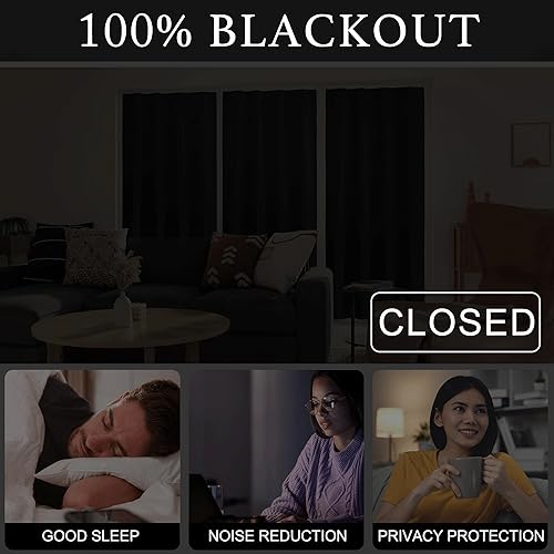 Miniatura 6 de NICETOWN Cortinas opacas para ventana de puerta, oscurecimiento de habitación, cortinas cortas con aislamiento térmico para privacidad, cortinas