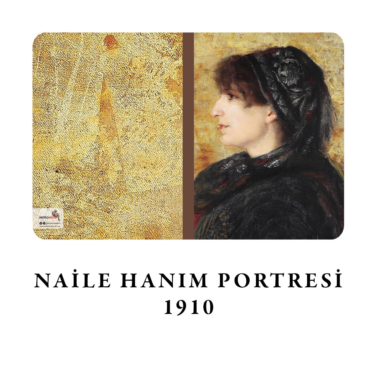 Retronote Istanbul Misses' Series I - A6, Osman Hamdi Bey 4 zestaw notatników I, bez podszewki, łącznie 192 stron, po 48 stron, szwy druciane, elastyczna okładka, owalna krawędź, tekstura płótna, 60