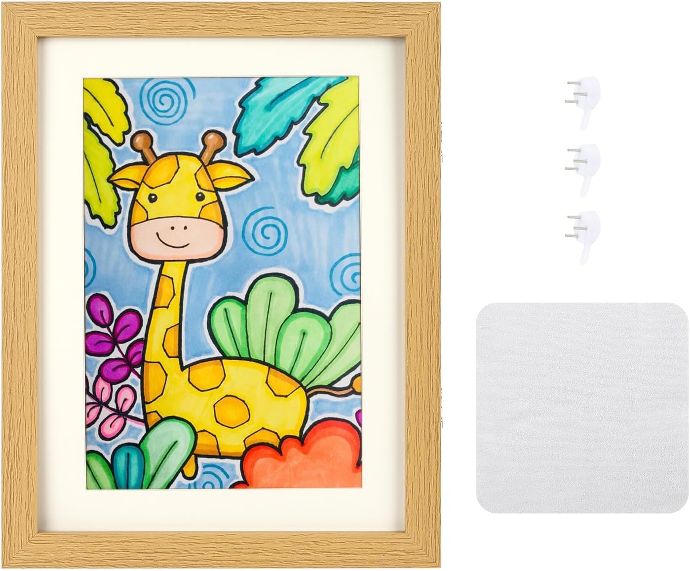 Kids Art Frames Front Opening A4, Childrens Artwork Display Picture Frame, Display Pictures in Portrait or Landscape, Artwork Display Storage Frames For Children Drawing Crafting,Holds 100 Paper Pcs (2, Wood)