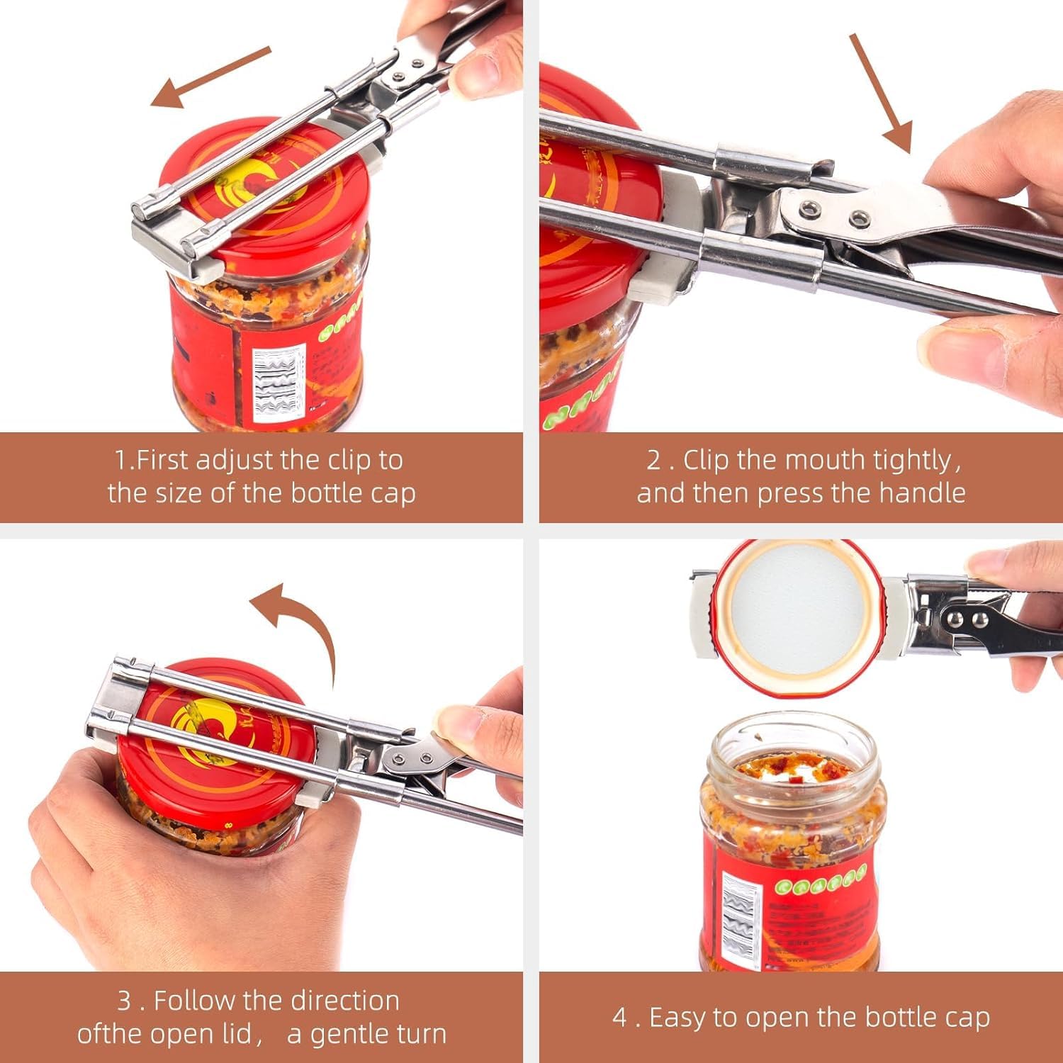 Apriscatole a Mano in Acciaio Inox Regolabile Antiscivolo per Cucina