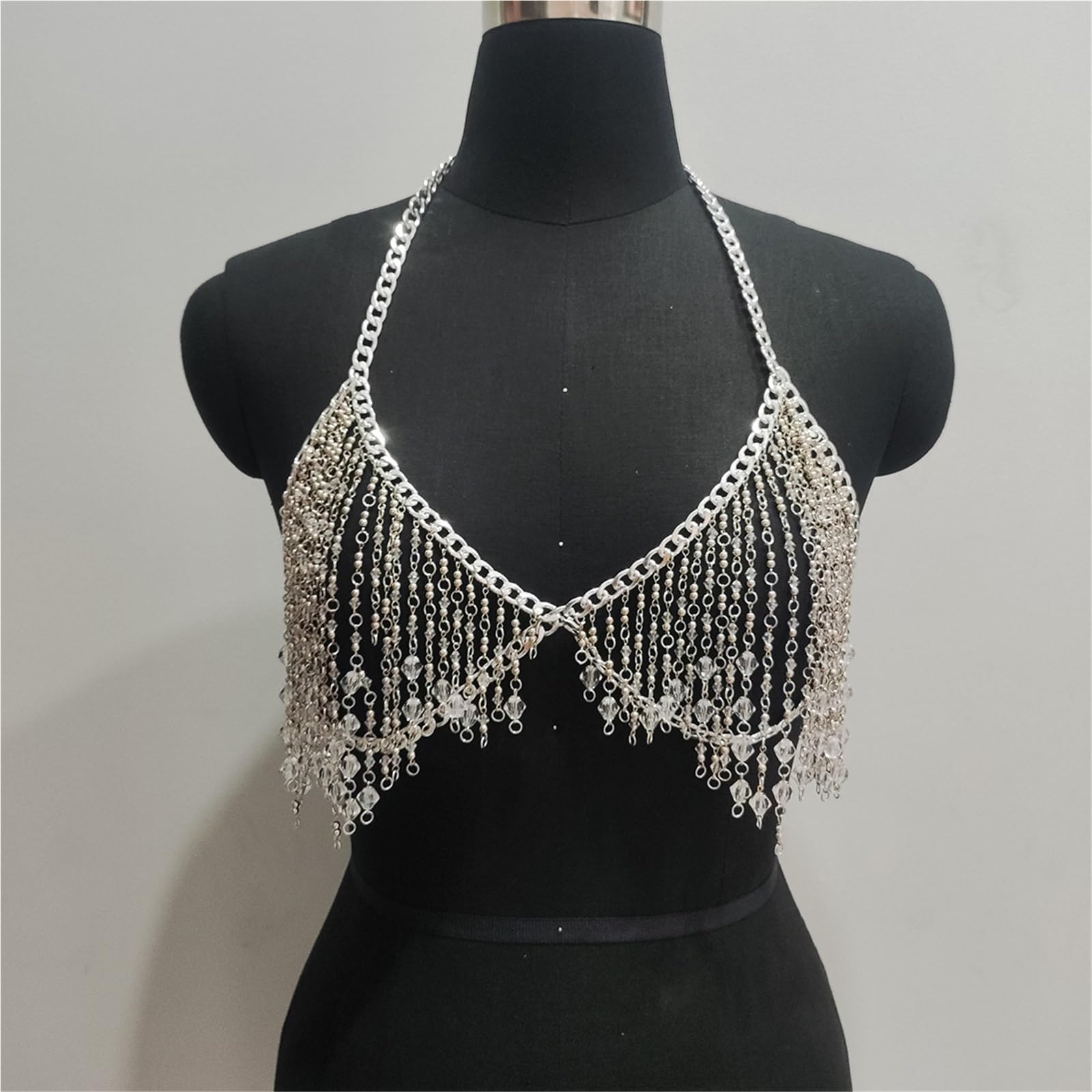 Ensemble de chaînes de corps en perles de cristal: harnais et ceinture de style industriel chic