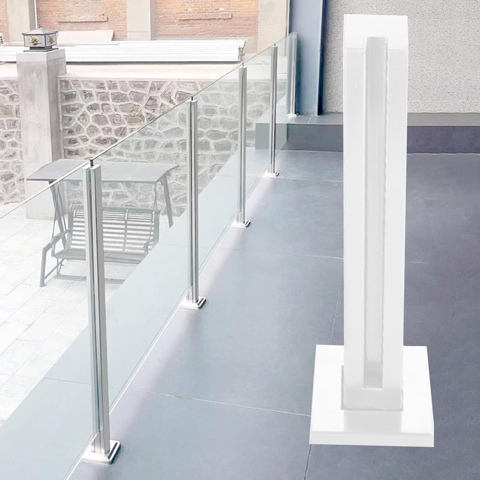 Poteau en verre acier inoxydable 304 blanc luxe pour terrasse