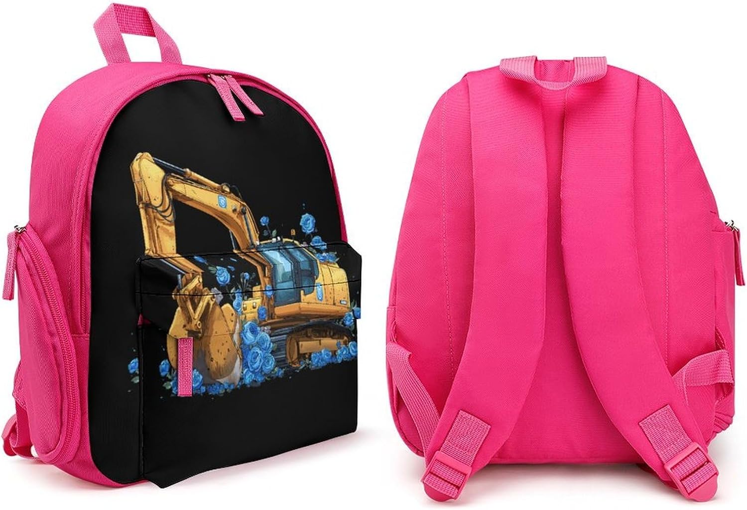 Excavator Backhoe Digger Truck Cute Backpack Lightweight Shoulder Bag Travel Daypack for Camping Picnic Pink-style image 4