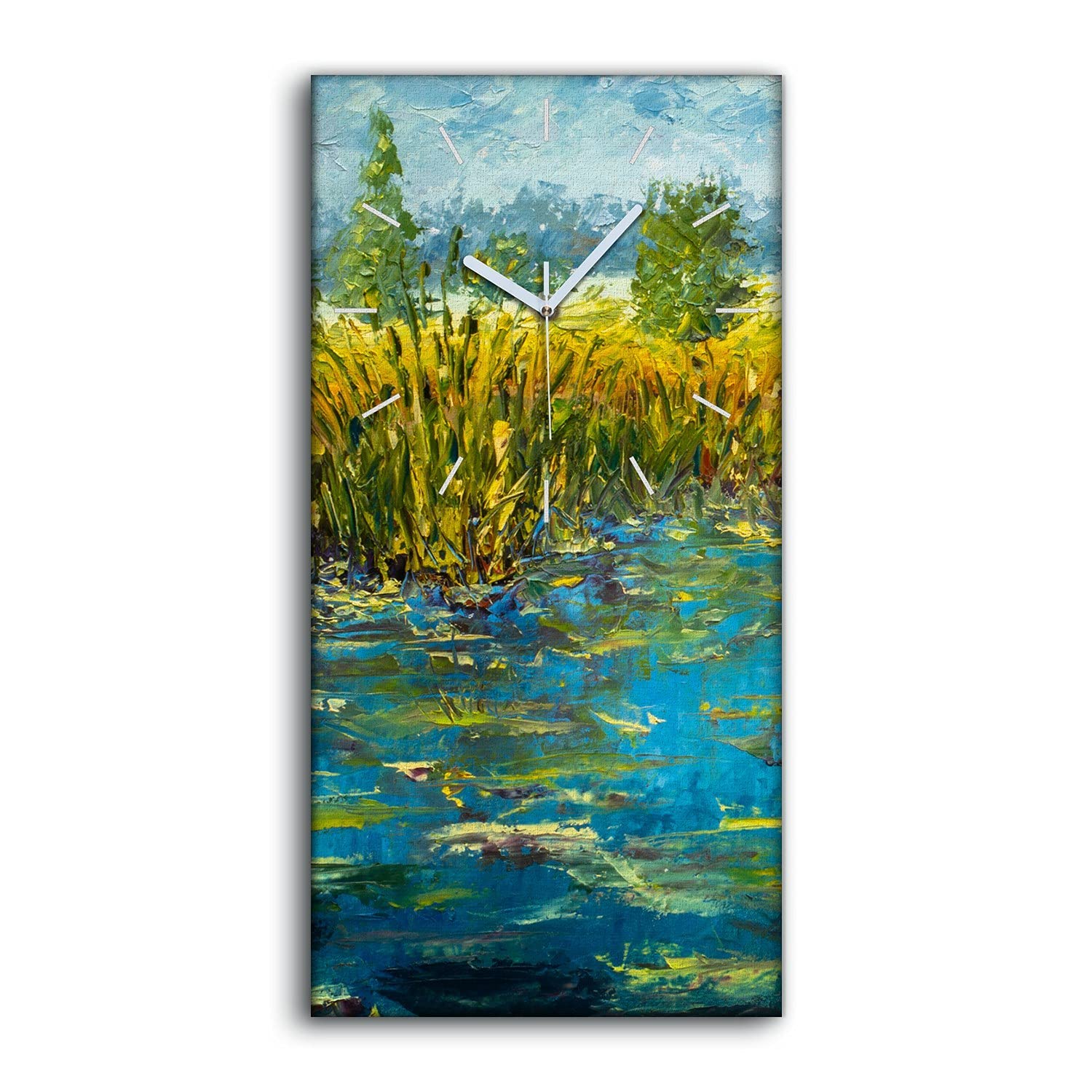 Horloge sur toile moderne 30x60 image tableau abstrait déco murale silencieuse