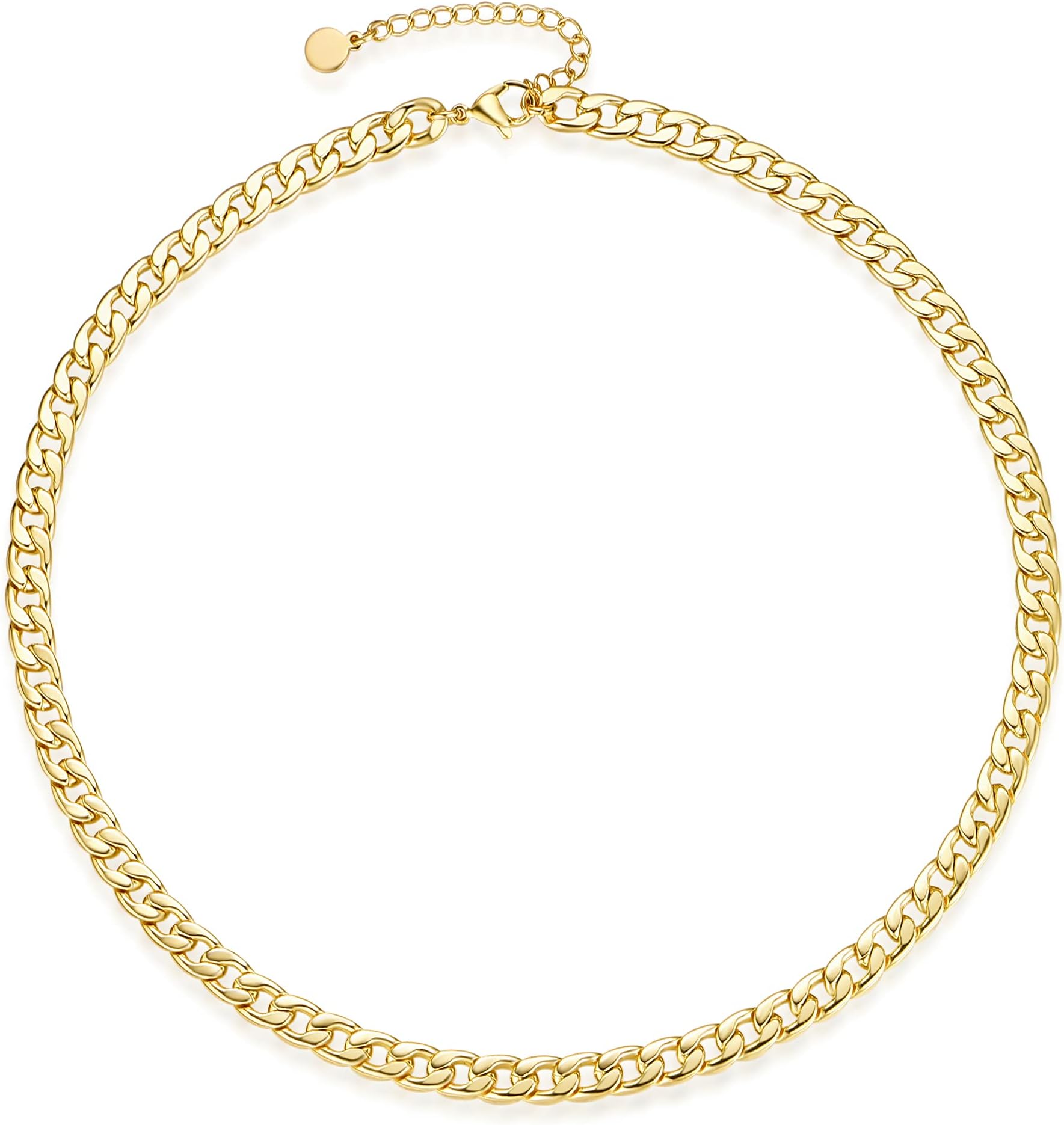 NUZON 14K Gold Plated Chain Choker Necklace for Women 16’’ Layering Jewelry | 3MM/5MM Herringbone / Gold Ball Beaded / Paperclip / Tennis / Cuban / Heart / CZ Station Chain Necklace, Dainty Jewelry Gift