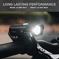 Vista 2 de BX-Series USB-C Bike Light Set - Front and Back - 12Hr Max Long Lasting Rechargeable Headlight, Bicycle LED for Night Riding, w/14hr Max Rear