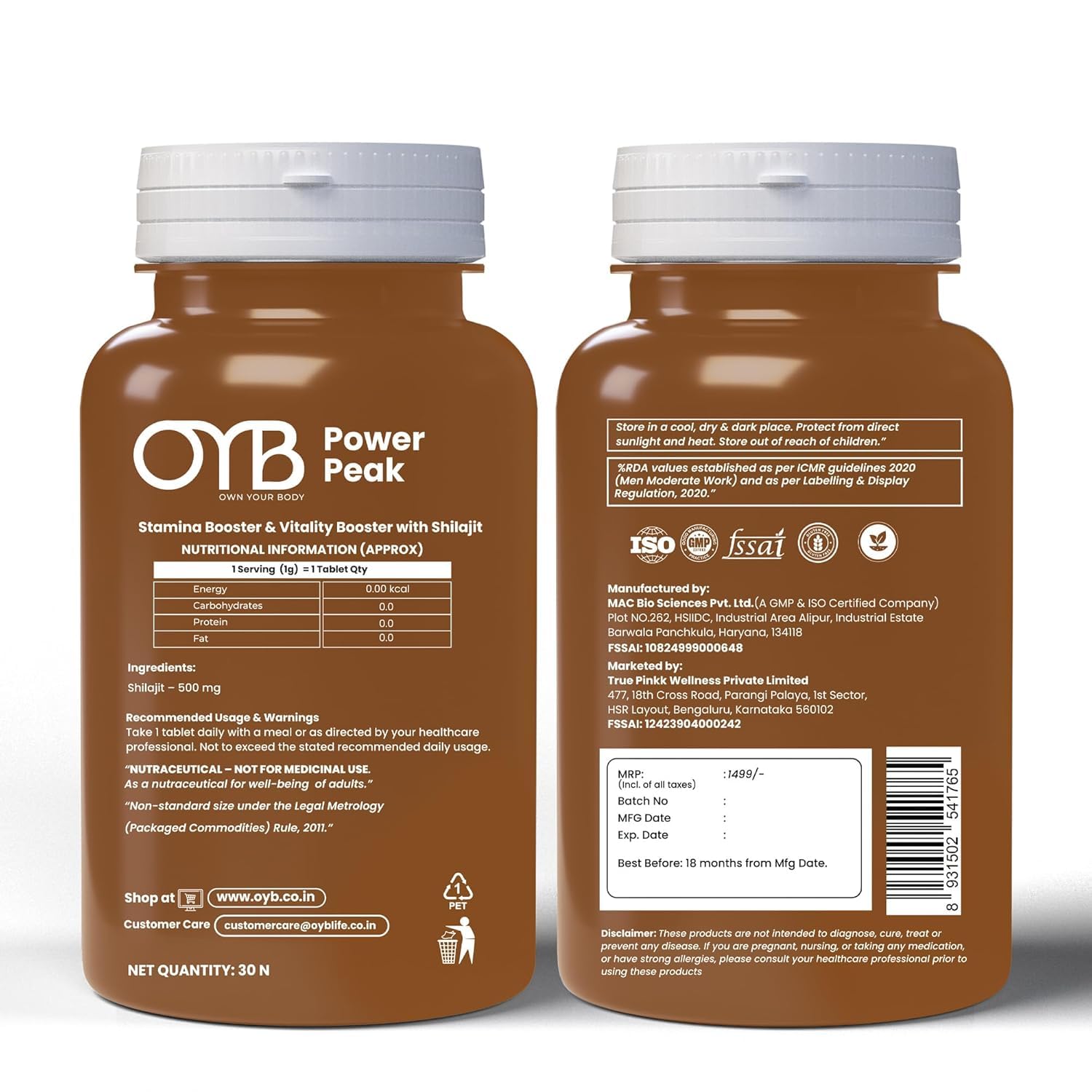 OYB Shilajit Tablets for Men | Ayurvedic Shilajeet Capsules for Stamina, Energy & Vitality | Supports Strength, Endurance, Performance & Healthy Reproductive Health | Herbal Supplement | 30 Capsules — Amazon image 2
