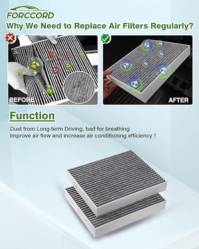 Miniatura 5 de Paquete de 2 filtros de aire de cabina HEPA para Ford Bronco 2021 2022 2023 2024 repuesto de filtro de cabina de carbón activado VF2078 CF12772