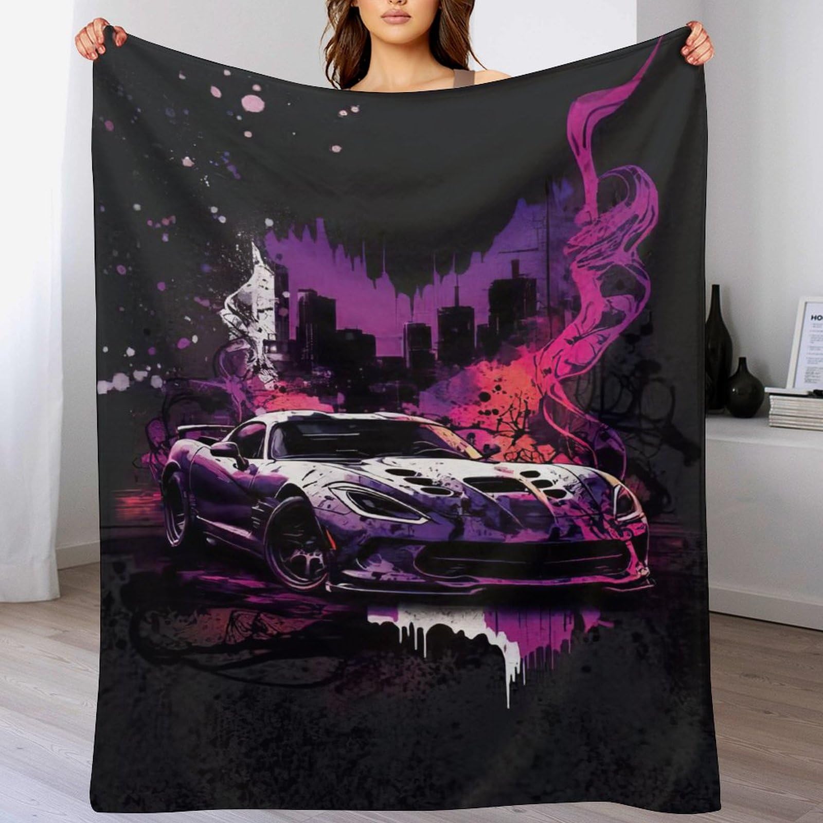 Couverture polaire voiture de sport plaid en flanelle 180x200cm pour lit et canapé