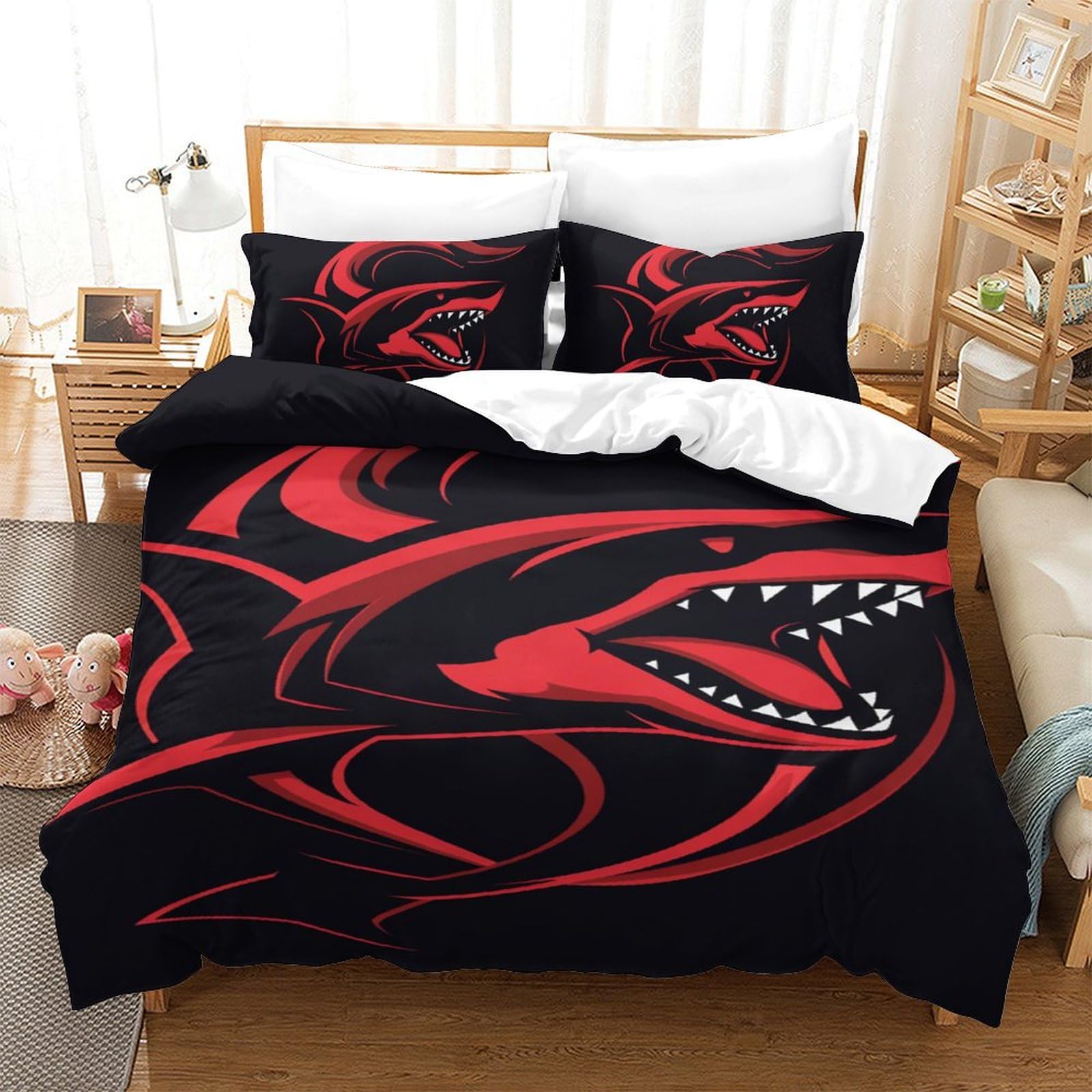 Housse de couette requin 140x200cm, idée cadeau pour lit de garçon