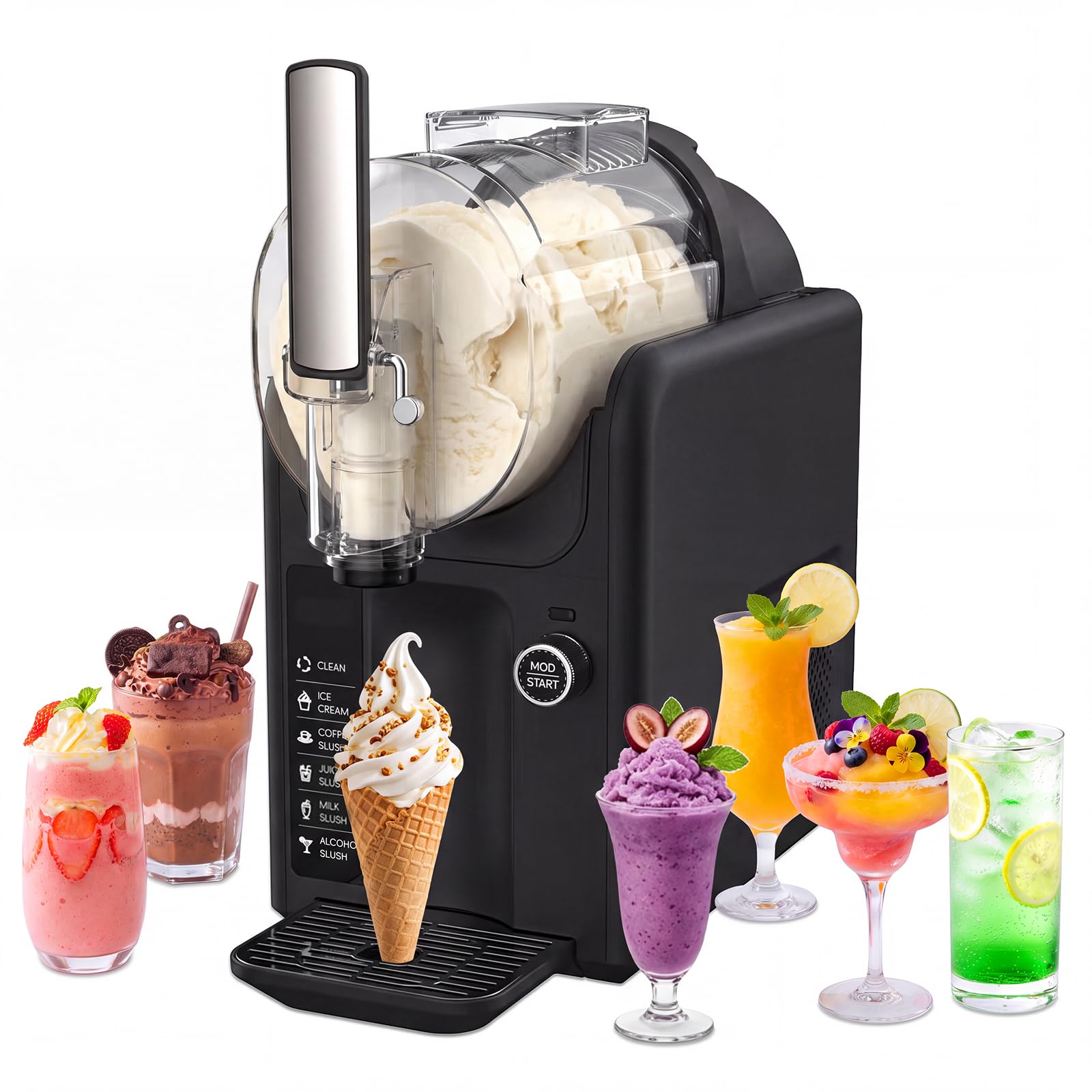 Slush Maschine 2L Slush Eis Maschine Slushie Maschine mit 6 Programmen, Slash Eismaschine Slusheis Maschine für Zuhause mit LED-Display für Slushi, Eiscreme, Frappé, Milchshake, Automatische Reinigung