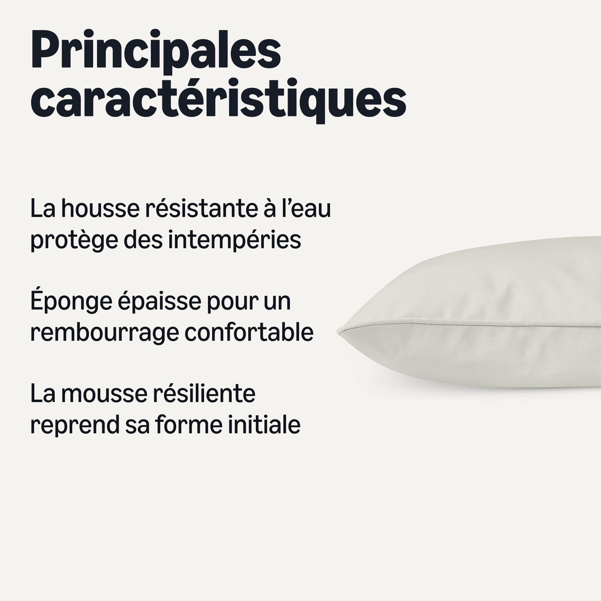 Amazon Basics Coussin de Chaise de Jardin avec Dossier, 55,6 cm x 55,6 cm x 7,6 cm, Beige, Lot de 1