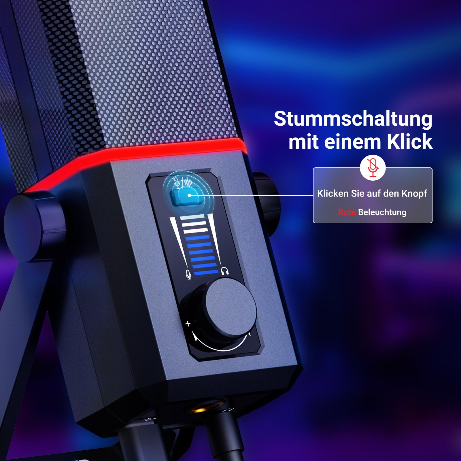 NEEWER RGB USB Mikrofon für Gaming Streaming Podcasts, Nierencharakteristik Kondensator Microphone mit Geräuschunterdrückung für Monitoring kompatibel mit iPhone iPad Mac PC Android PS5/PS4 Pro/PS4