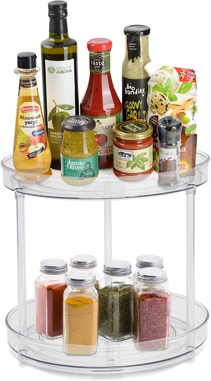 Lazy Susan giradischi organizer, giradischi frigo organizer 23 cm 27 cm portaspezie girevole per frigorifero armadio da cucina  15