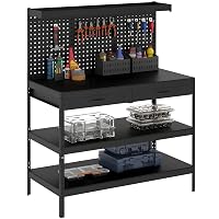 HOMCOM Werkbank 122x61x156 Arbeitstisch Lochwand 2 Schubladen