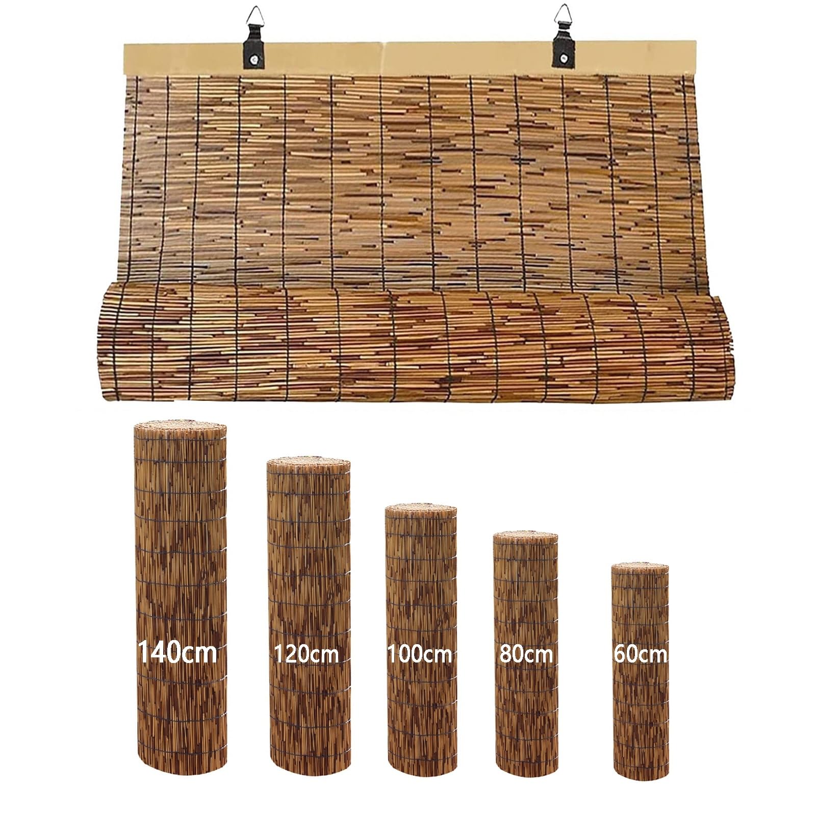 Store en roseau naturel 60x150cm avec élévateur pour filtrer la lumière