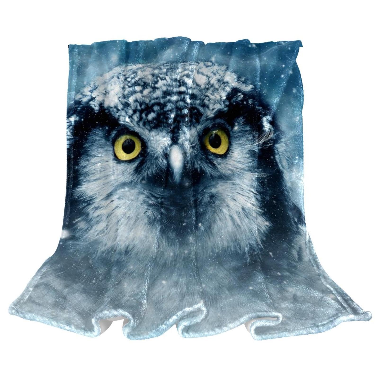 Couverture polaire yeux de hibou originale et douce pour lit et canapé