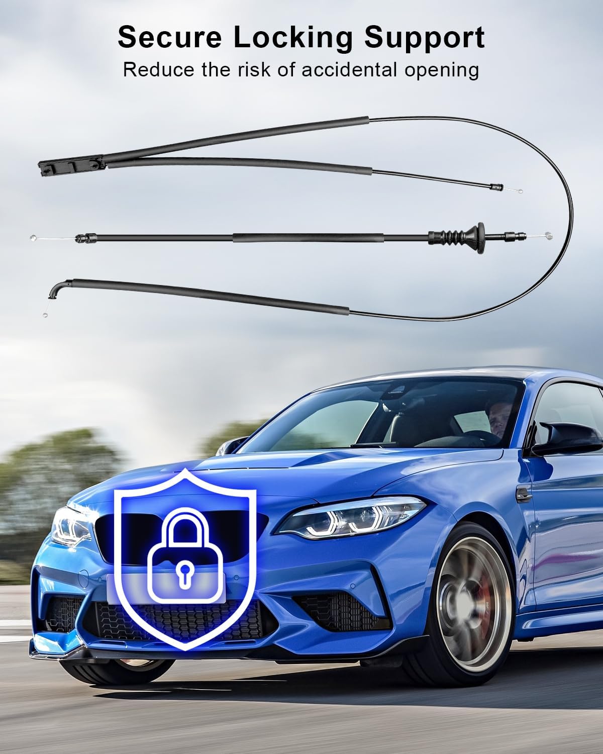 2Pcs Engine Hood Release Cable Fit for BMW 320i 328d 330i 335i 340i 428i 430i 435i M2 M3 M4 Hybrid3 F30 F31 F32 F33 F34 F36 F80 F82 F87 2011-2019 Replace 51237411315 51237313782