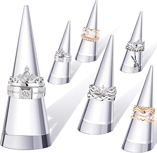 Jetec Clear Acrylic Cone Ring Holder - Elegant Jewelry Display Stand for Rings, Weddings, Showcases & Organization