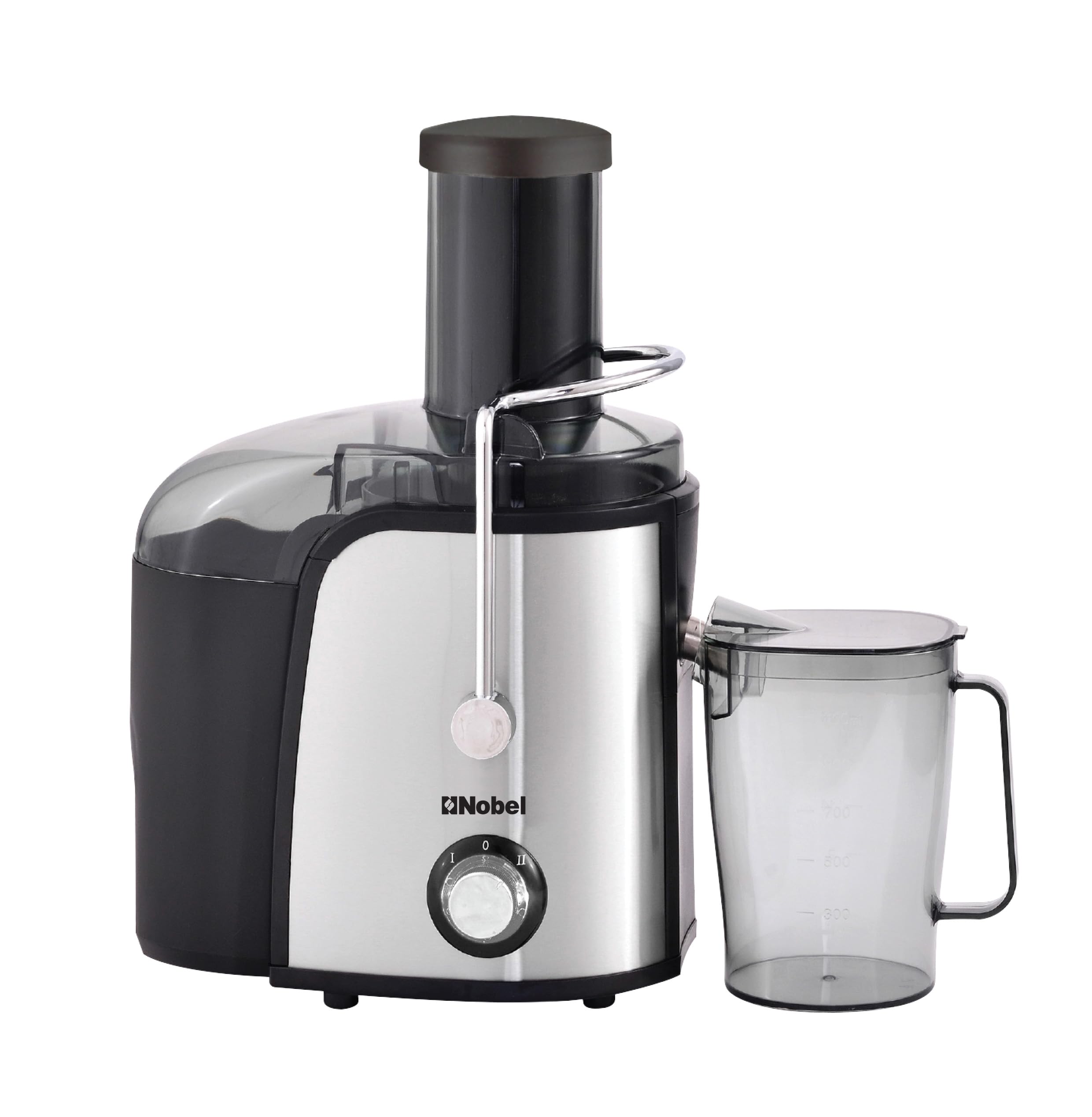 Nobel Juicer with 2 Litres Pulp Container and 1.1 Litre Juicer Cup, Feeding Tube 75mm, 2 Speed Control, and Overheat Protection & Safety Lock Device NJE101E 1 Year Warranty