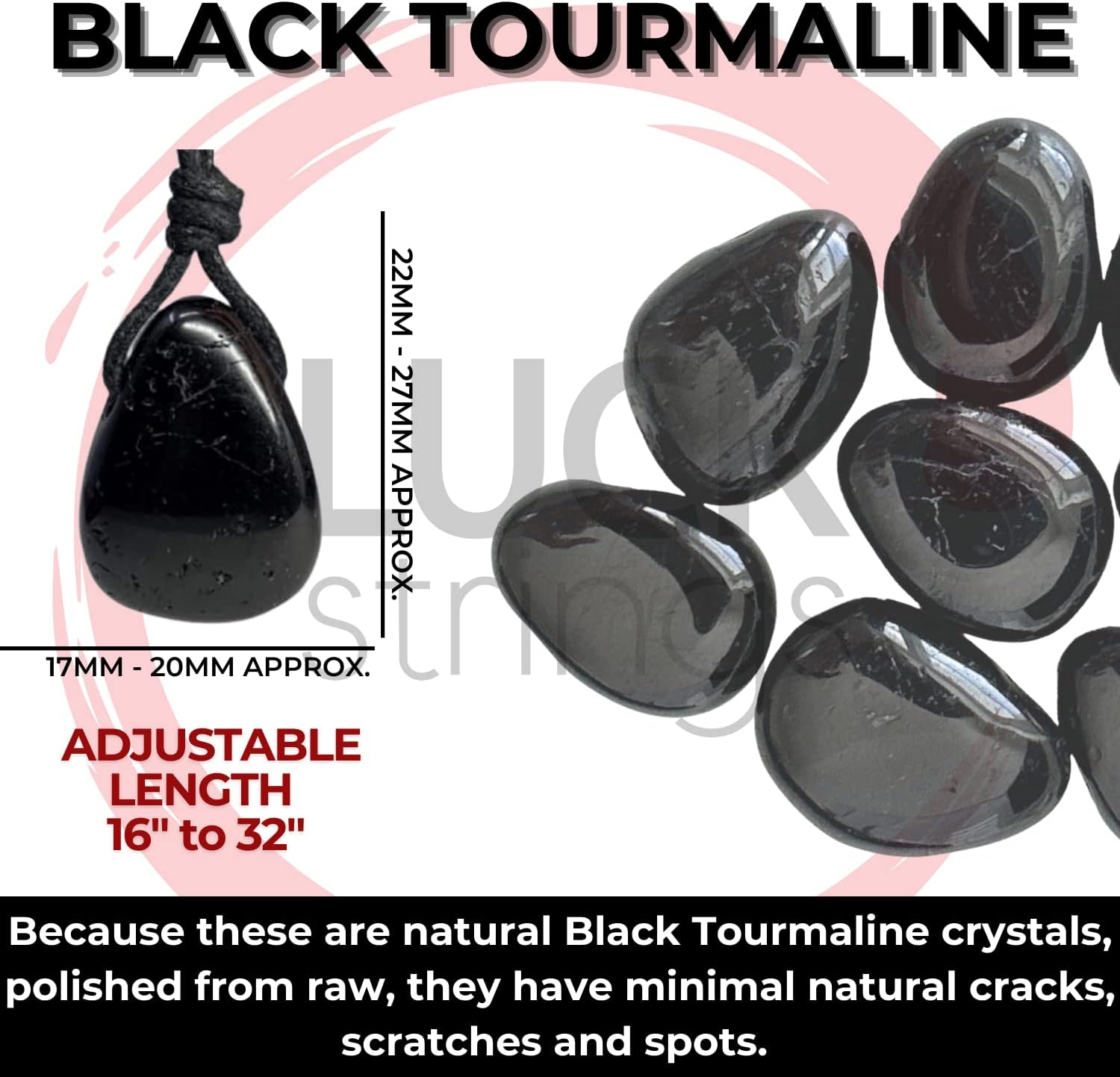 Luck Strings Natural Black Tourmaline Pendant Necklace Energy Shield Protection Jewelry Cord necklace Men Women - Image 8