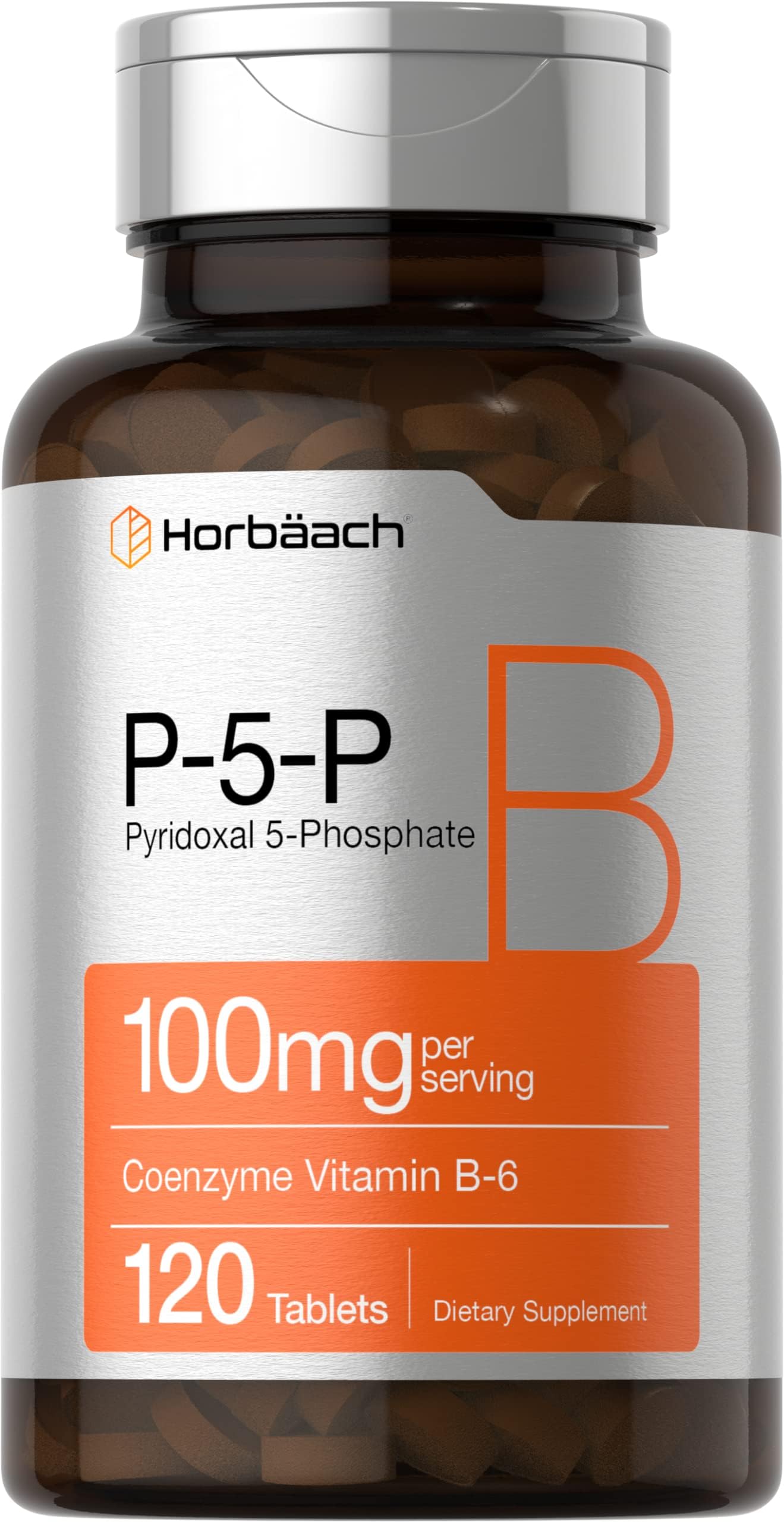 Horbäach P5P Activated Vitamin B6 100mg 120 Tablets Vegetarian Supplement, Non