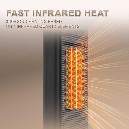 Miniatura 6 de 30" Tower Space Heater with Oscillation Child Safety Lock 12H Timer Remote Control Overheat & Tip-Over Protection 1500W Electric Heater for Large